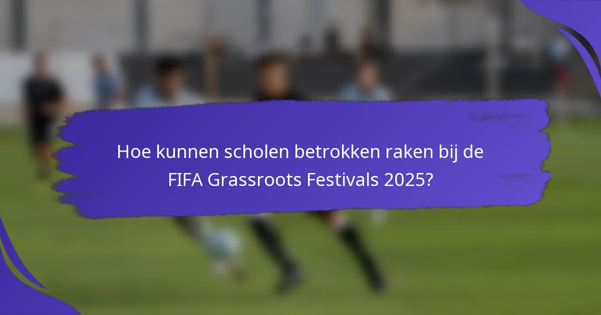 Hoe kunnen scholen betrokken raken bij de FIFA Grassroots Festivals 2025?