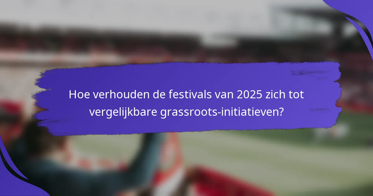 Hoe verhouden de festivals van 2025 zich tot vergelijkbare grassroots-initiatieven?