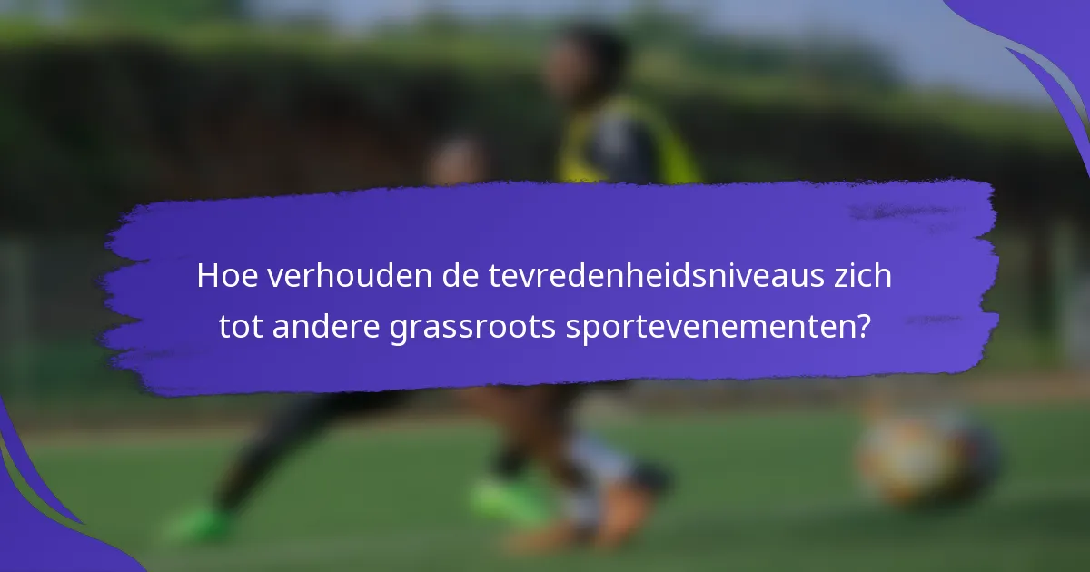 Hoe verhouden de tevredenheidsniveaus zich tot andere grassroots sportevenementen?