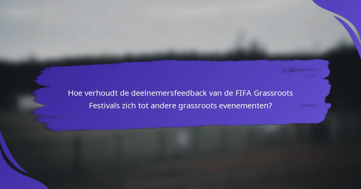 Hoe verhoudt de deelnemersfeedback van de FIFA Grassroots Festivals zich tot andere grassroots evenementen?